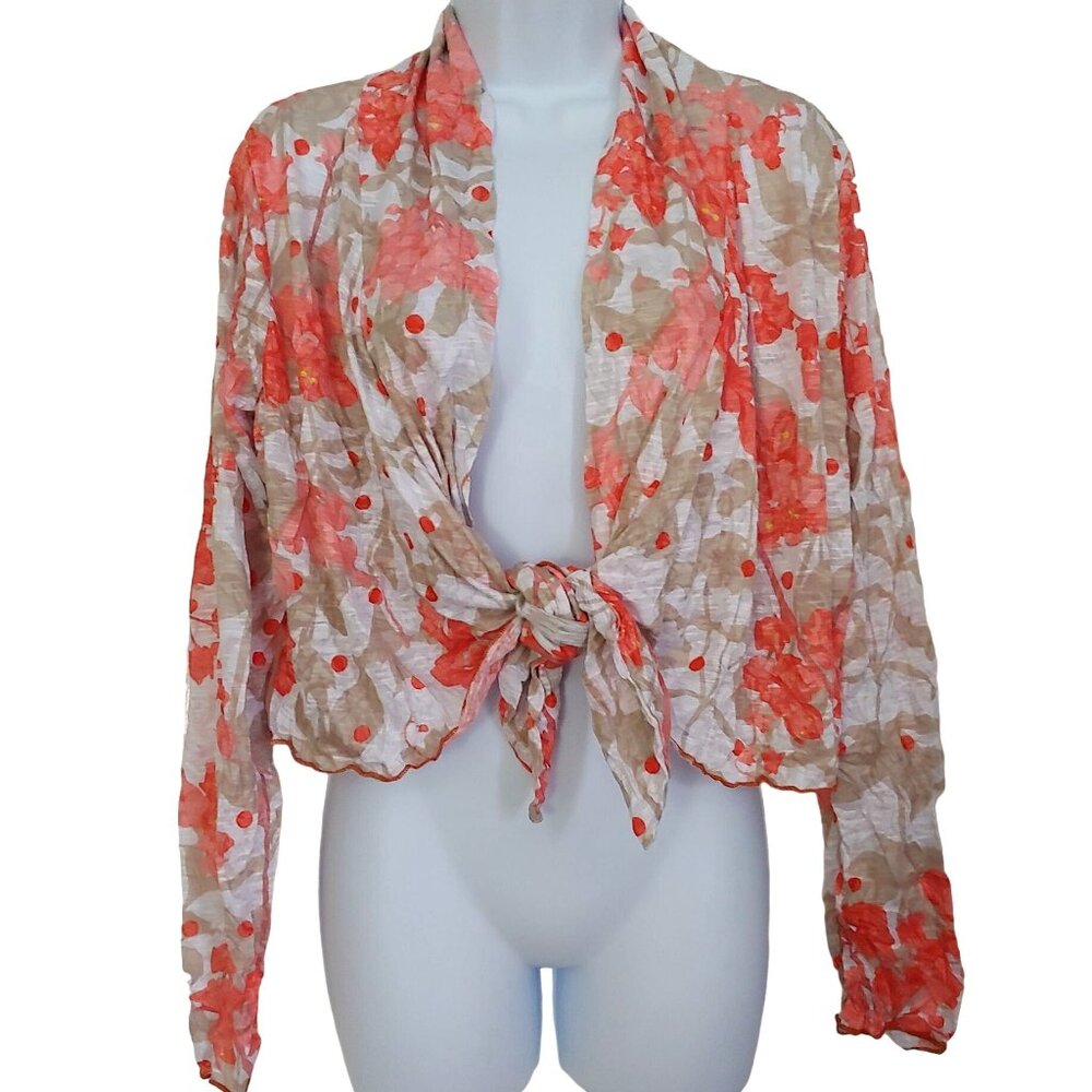 Carine Wang Claire Cardigan Paper Flower Long Sleeve XL NWT